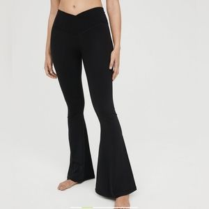 aerie real me super flare hi-rise leggings black XL long